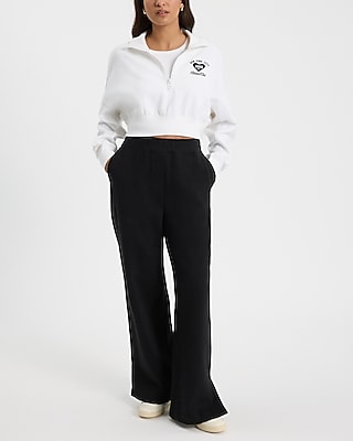 High Waisted Wide Leg Fleece Sweatpants