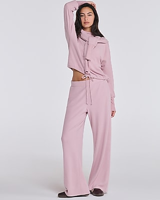 High Waisted Waffle Pull On Wide Leg Pant