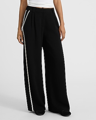 Piped High Waisted Relaxed Trouser