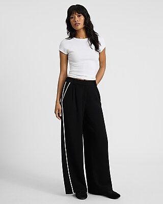 Piped High Waisted Relaxed Trouser