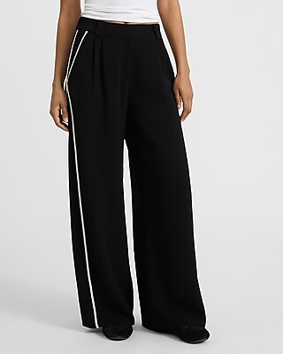 Piped High Waisted Relaxed Trouser