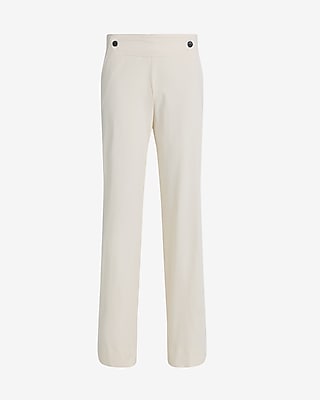 High Waisted Contrast Button Wide Leg Pant