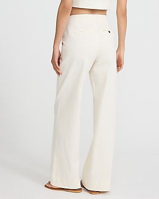 High Waisted Contrast Button Wide Leg Pant
