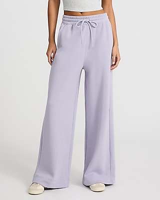 High Waisted Wide Leg Drawstring Fleece Sweatpants