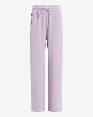 High Waisted Wide Leg Drawstring Fleece Sweatpants