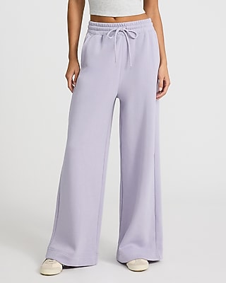 High Waisted Wide Leg Drawstring Fleece Sweatpants