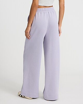 High Waisted Wide Leg Drawstring Fleece Sweatpants