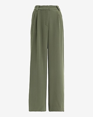 Textured Twill High Waisted Relaxed Trouser