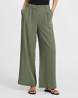 Textured Twill High Waisted Relaxed Trouser