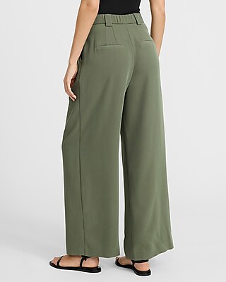Textured Twill High Waisted Relaxed Trouser