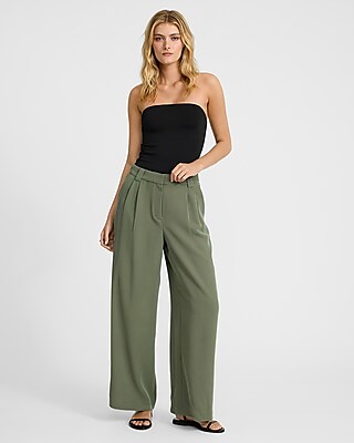 Textured Twill High Waisted Relaxed Trouser