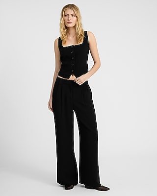 Signature Crepe High Waisted Relaxed Trouser | Express