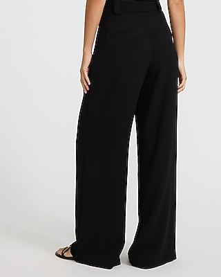 Signature Crepe High Waisted Relaxed Trouser | Express