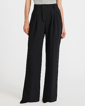 dress pants women Express Wide Leg Super High Rise Tuxedo Black Size 0 3 Buttons Stretch95% Polyester 5% SpandexImportedAvailable In Plus Sizes Women's Pants - Express