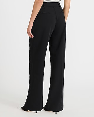 High Waisted Button Front Pleated Straight Pant - thumbnail 2