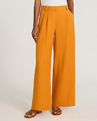 Linen-Blend High Waisted Relaxed Trouser