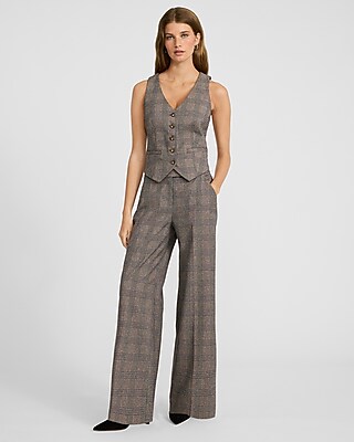 Editor Plaid Mid Rise Wide Leg Pant
