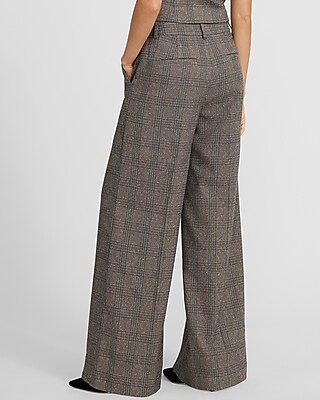 Editor Plaid Mid Rise Wide Leg Pant