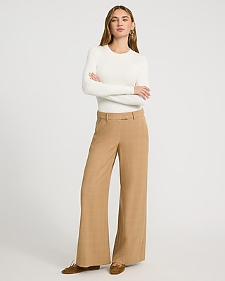 Editor Plaid Mid Rise Wide Leg Pant
