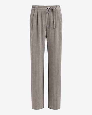 Textured Striped High Waisted Relaxed Trouser
