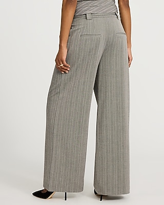 Textured Striped High Waisted Relaxed Trouser