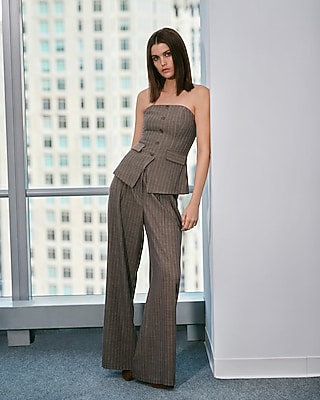 Pinstripe High Waisted Relaxed Trouser