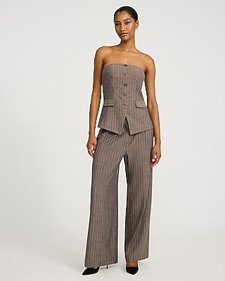 Pinstripe High Waisted Relaxed Trouser