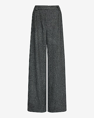 Mini Herringbone High Waisted Relaxed Trouser