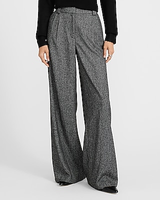 Mini Herringbone High Waisted Relaxed Trouser
