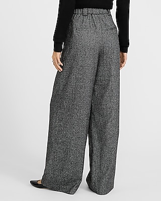 Mini Herringbone High Waisted Relaxed Trouser