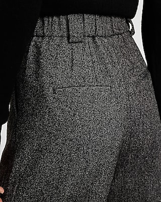 Mini Herringbone High Waisted Relaxed Trouser