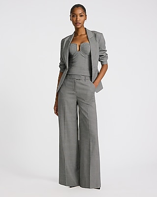 Editor Mid Rise Houndstooth Wide Leg Pant