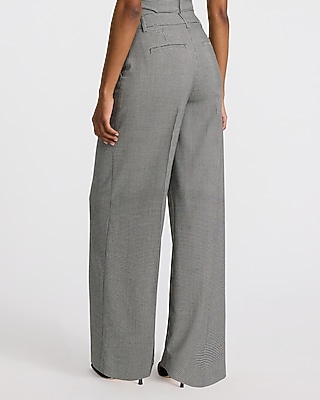 Editor Mid Rise Houndstooth Wide Leg Pant