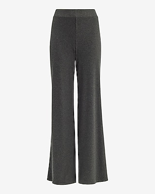 Cozy Ribbed High Waisted Pull On Wide Leg Pant