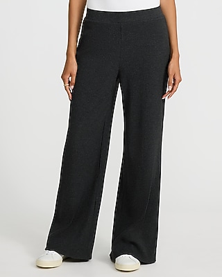 Cozy Ribbed High Waisted Pull On Wide Leg Pant