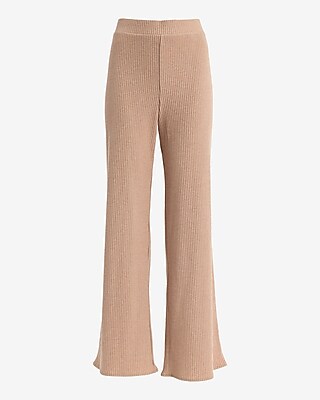Cozy Ribbed High Waisted Pull On Wide Leg Pant