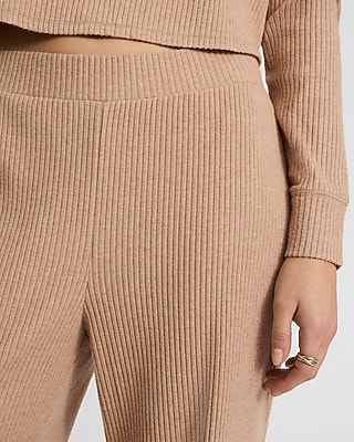 Cozy Ribbed High Waisted Pull On Wide Leg Pant