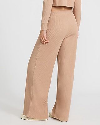 Cozy Ribbed High Waisted Pull On Wide Leg Pant