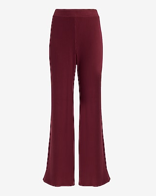Cozy Ribbed High Waisted Pull On Wide Leg Pant