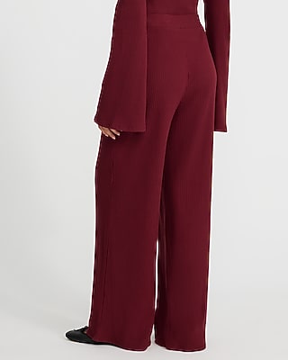 Cozy Ribbed High Waisted Pull On Wide Leg Pant