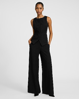 Editor Striped Mid Rise Wide Leg Pant