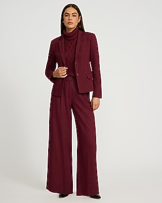 Heathered Stretch Twill High Waisted Relaxed Trouser