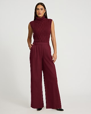 Heathered Stretch Twill High Waisted Relaxed Trouser