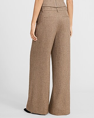 Editor Textured Herringbone Mid Rise Wide Leg Pant