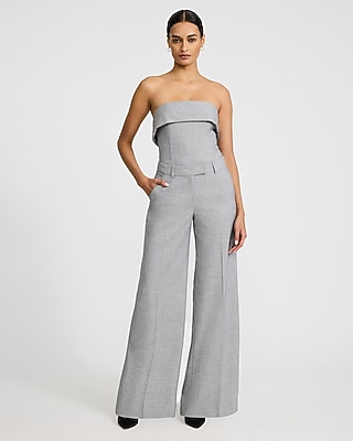Editor Textured Twill Mid Rise Wide Leg Pant