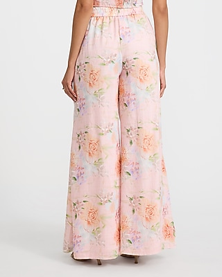 Floral High Waisted Pleated Ultra Wide Leg Pant