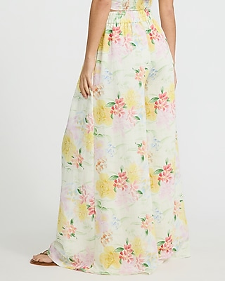 Floral High Waisted Pleated Ultra Wide Leg Pant