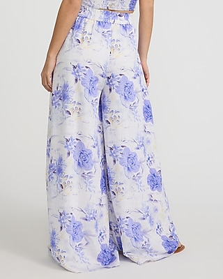 Floral High Waisted Pleated Ultra Wide Leg Pant