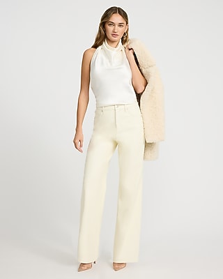 High Waisted Faux Leather Wide Leg Pant