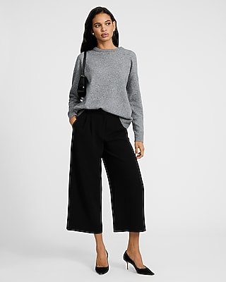 Signature Crepe High Waisted Cropped Relaxed Trouser